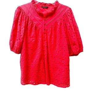 Pretty Garden Orange Eyelet Blouse